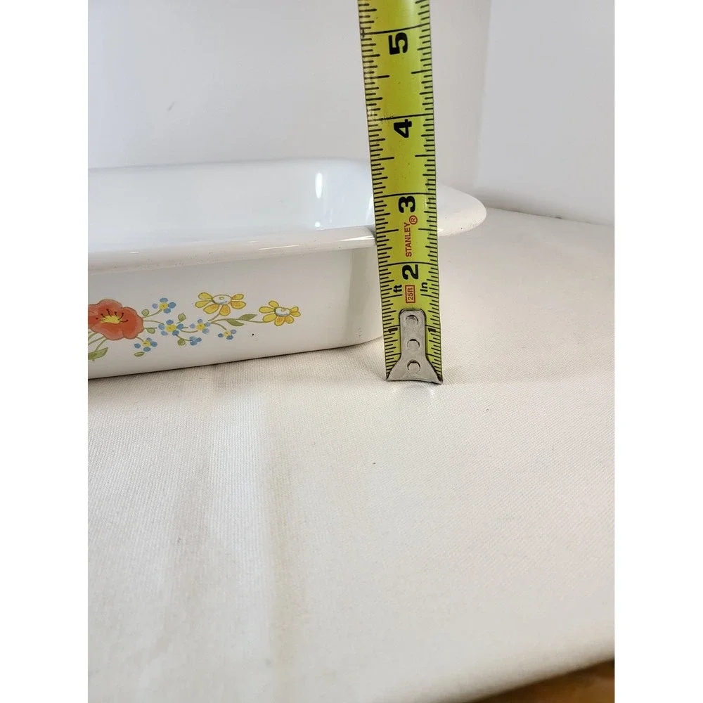 Corning Ware Wildflower A-21 Roaster Pan 12.25x10.25 Vintage White Floral USA